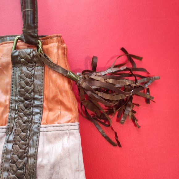 Billabong boho patchwork bag brown pink white - Picture 6 of 9